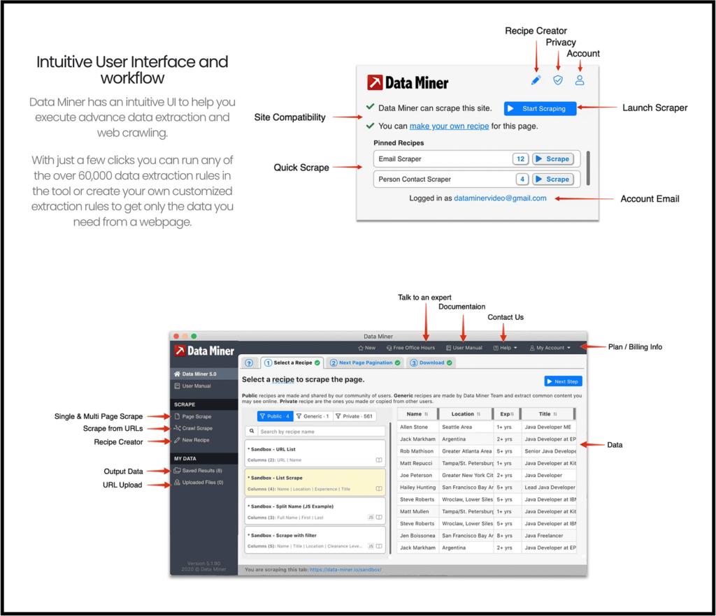 data miner interface