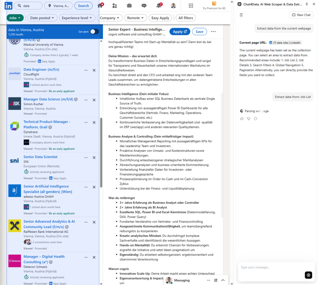 scrape linkedin with chat4data