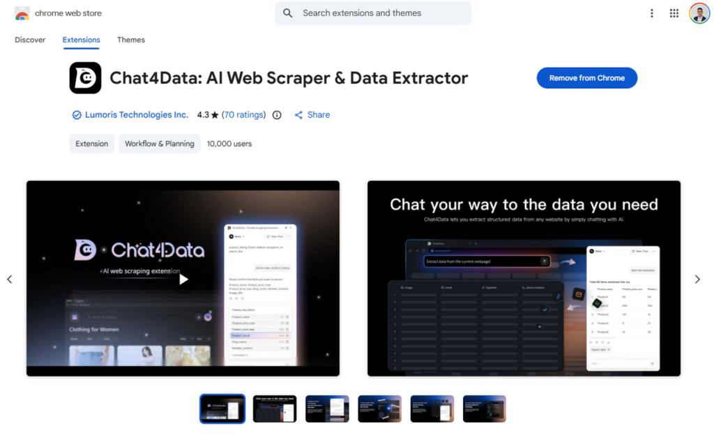 chat4data chrome extention
