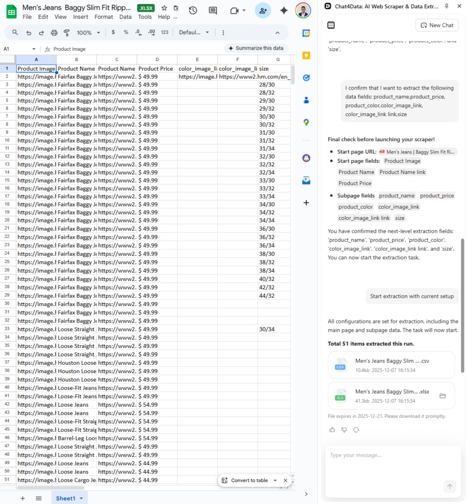 exported data with chat4data