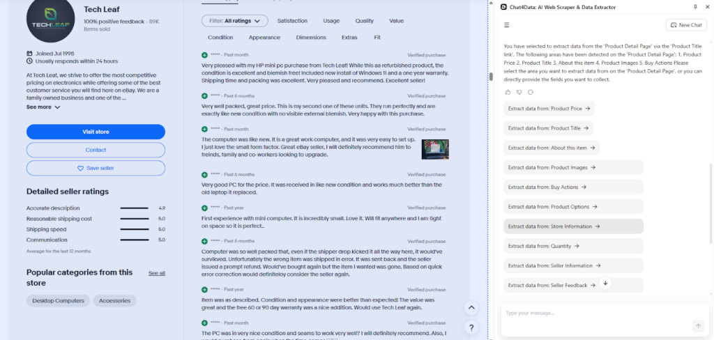 scraping ebay using Chat4Data