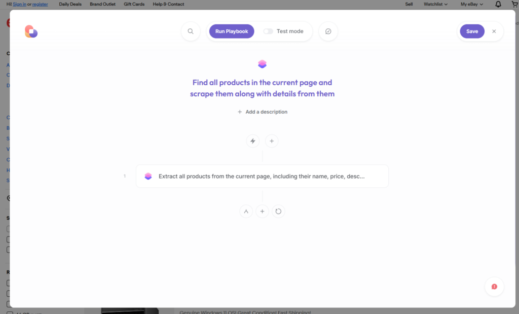 scraping ebay using Bardeen