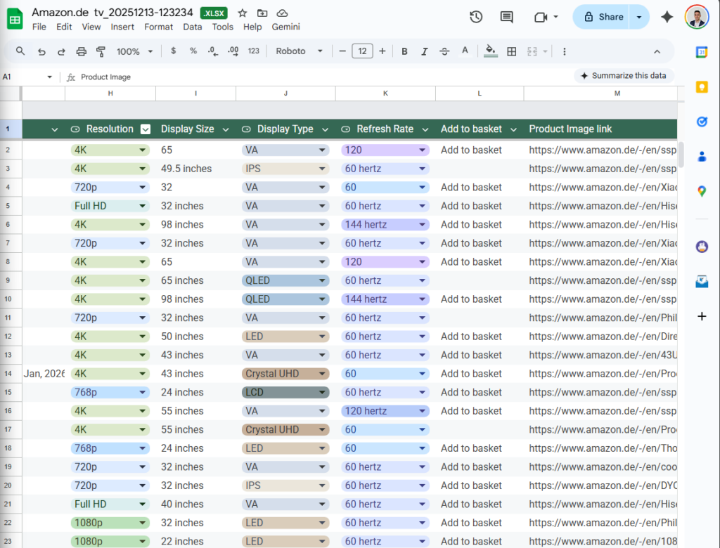 Chat4Data extracting data from amazon