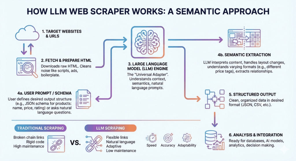 llm web scraper working procedure
