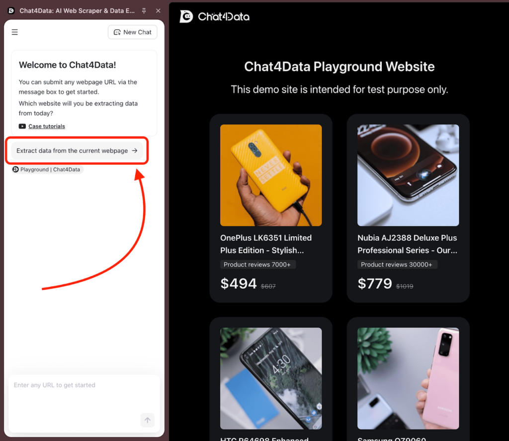 scrape data using chat4data