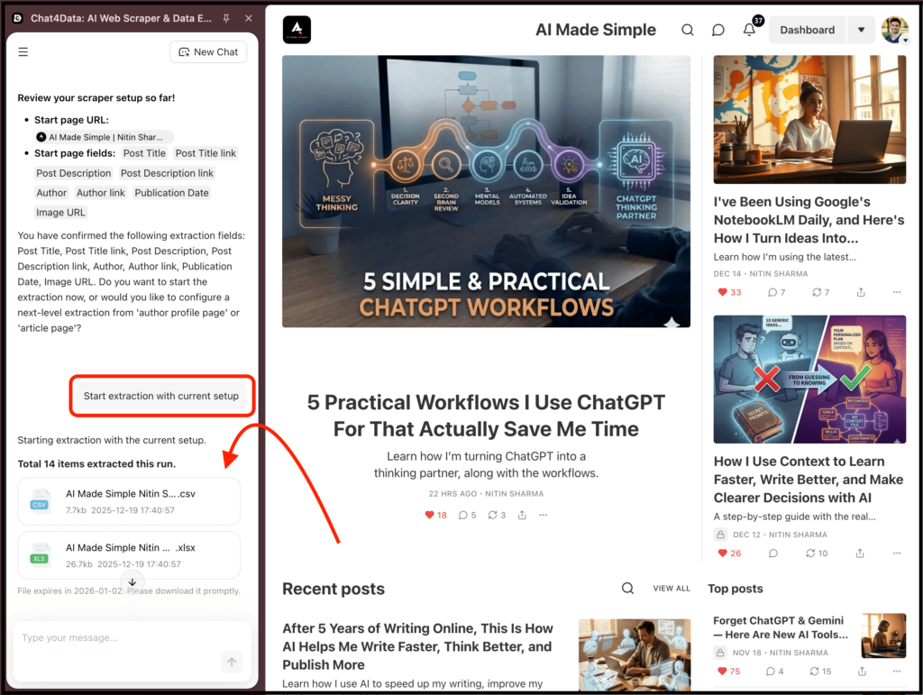 chat4data scraping output