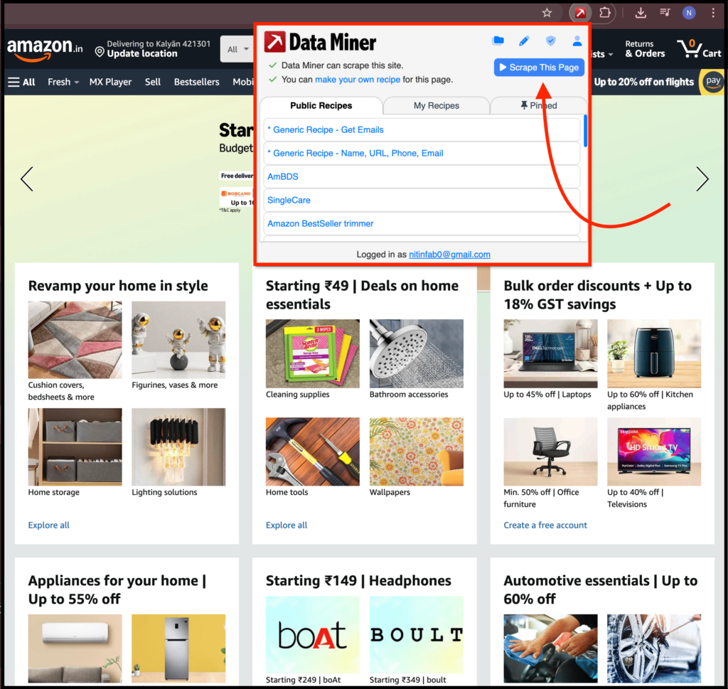 data miner web scraping process