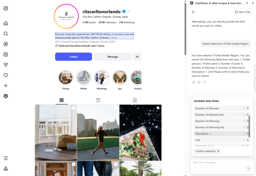 chat4data instagram email scraper