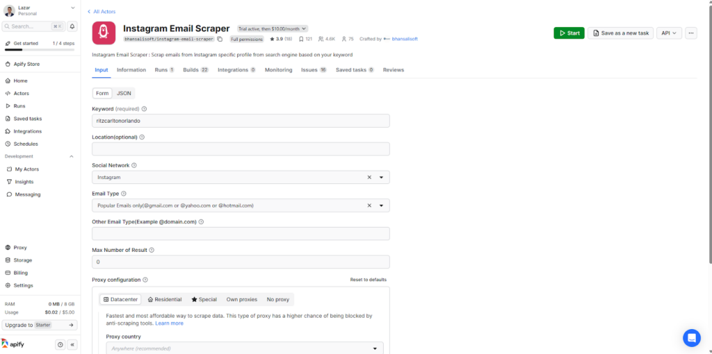 apify instagram email scraper