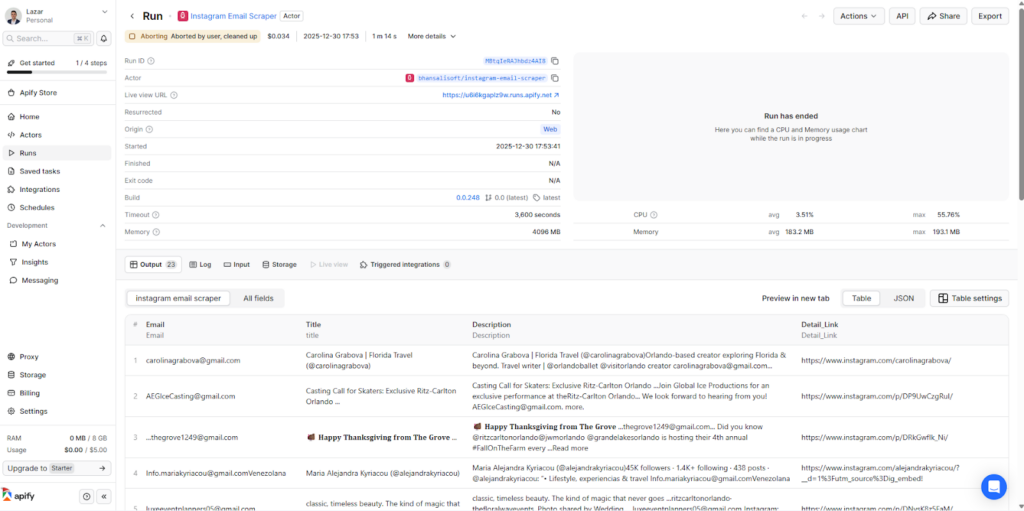 apify instagram email scraper