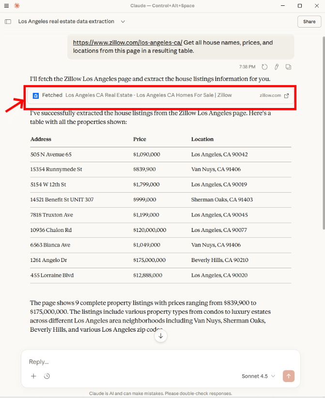 scrape data using claude mcp