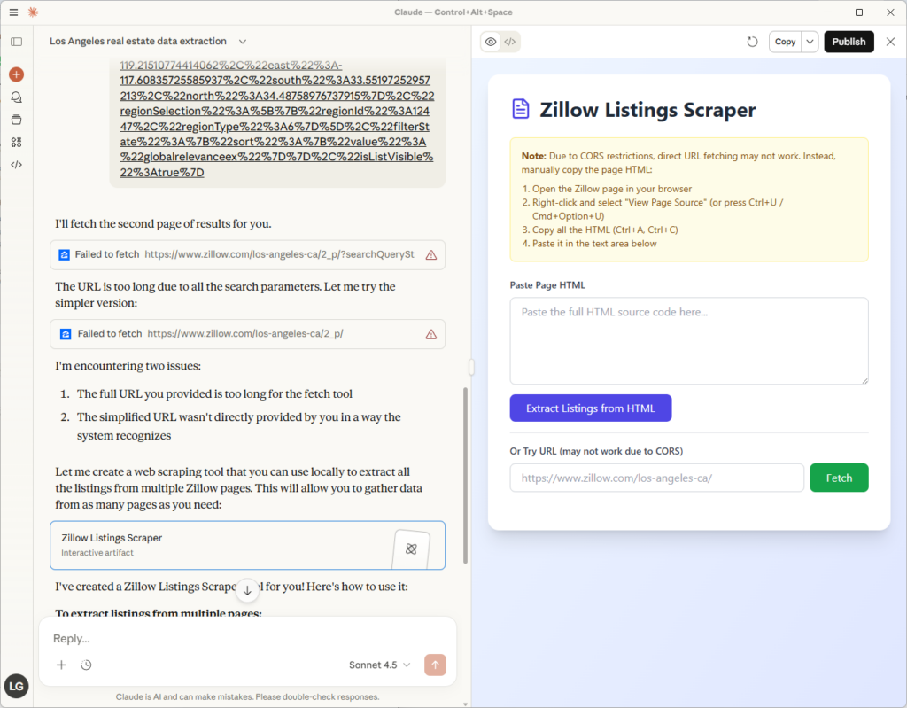 scrape data using claude mcp