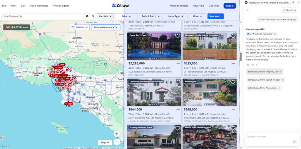 web scraping with chat4data