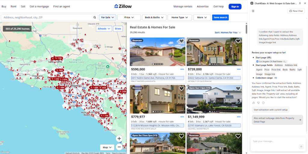 web scraping with chat4data