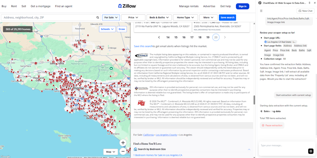 web scraping with chat4data