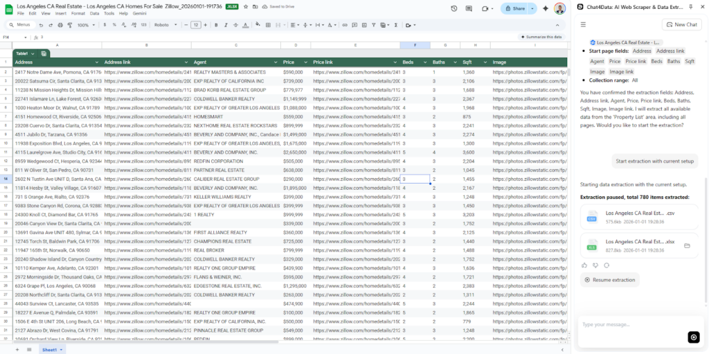 web scraping with chat4data