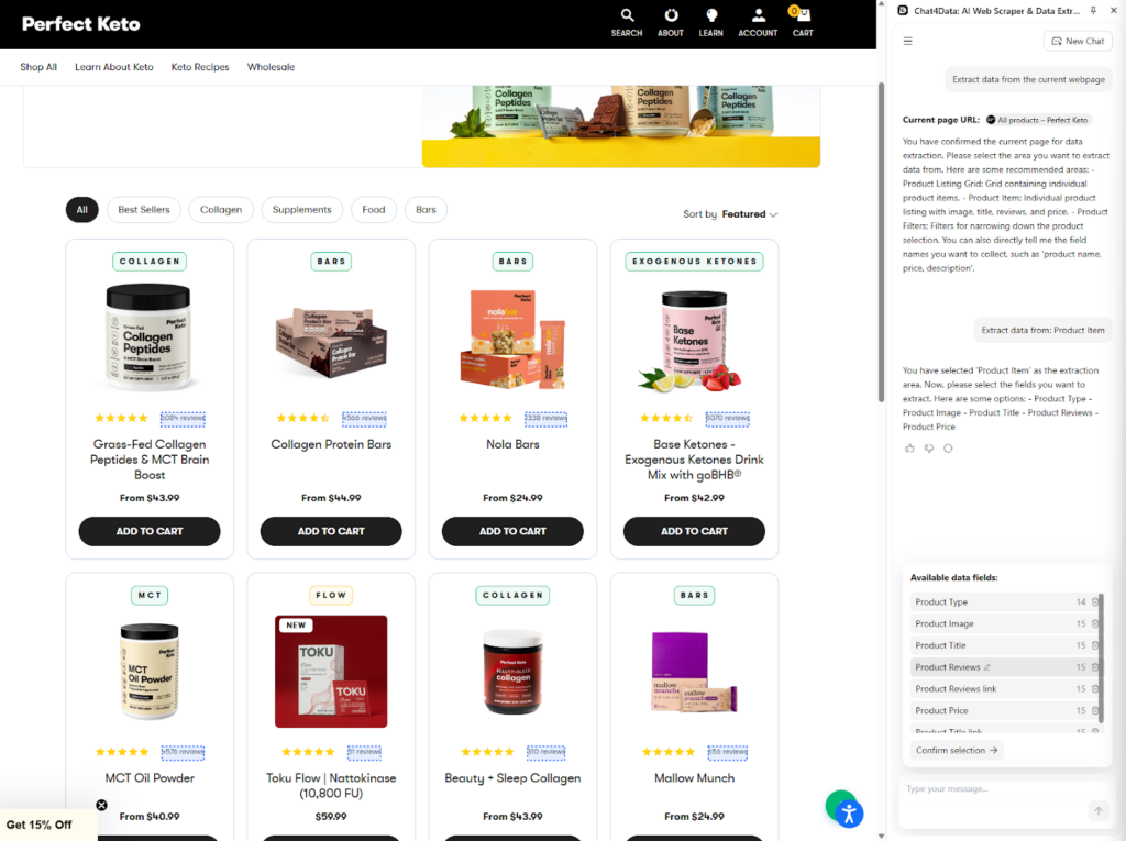 chat4data practical tutorial - scraping e-commerce
