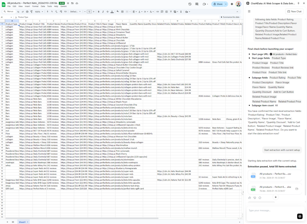 chat4data practical tutorial - scraping e-commerce