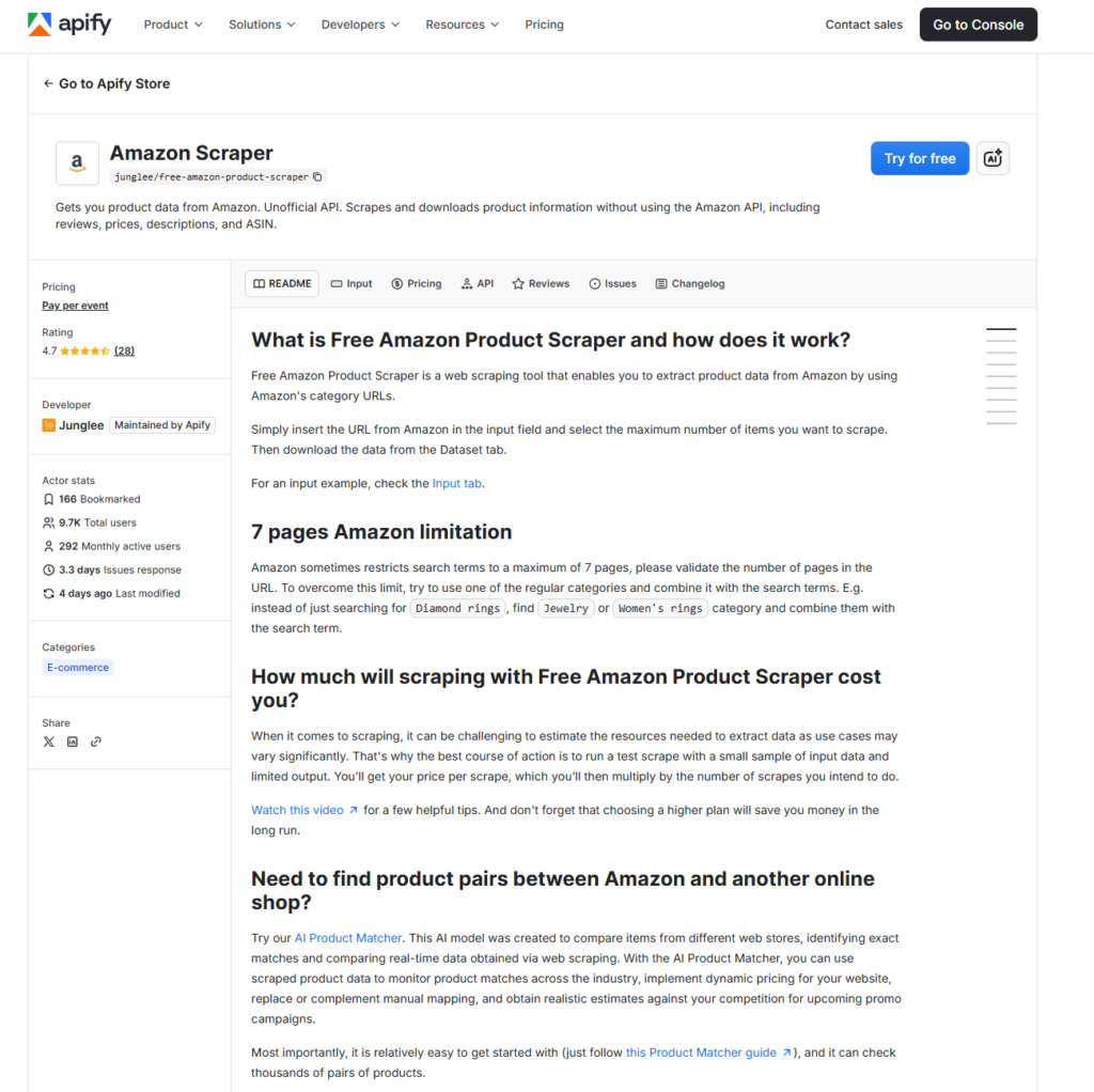 apify amazon price scraper