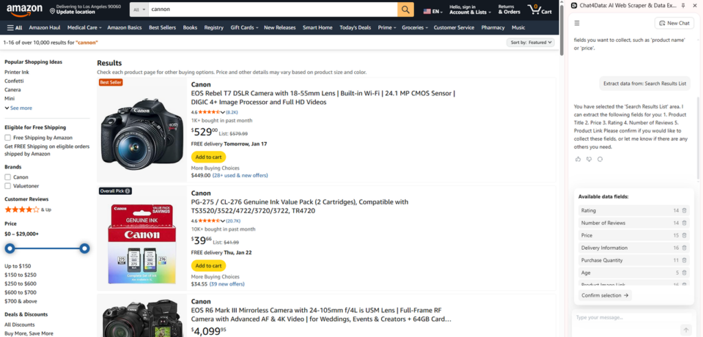 screen scraping with chat4data