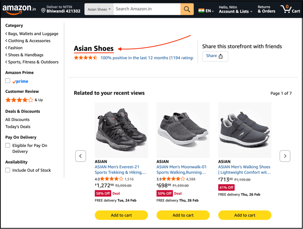 seller storefront page