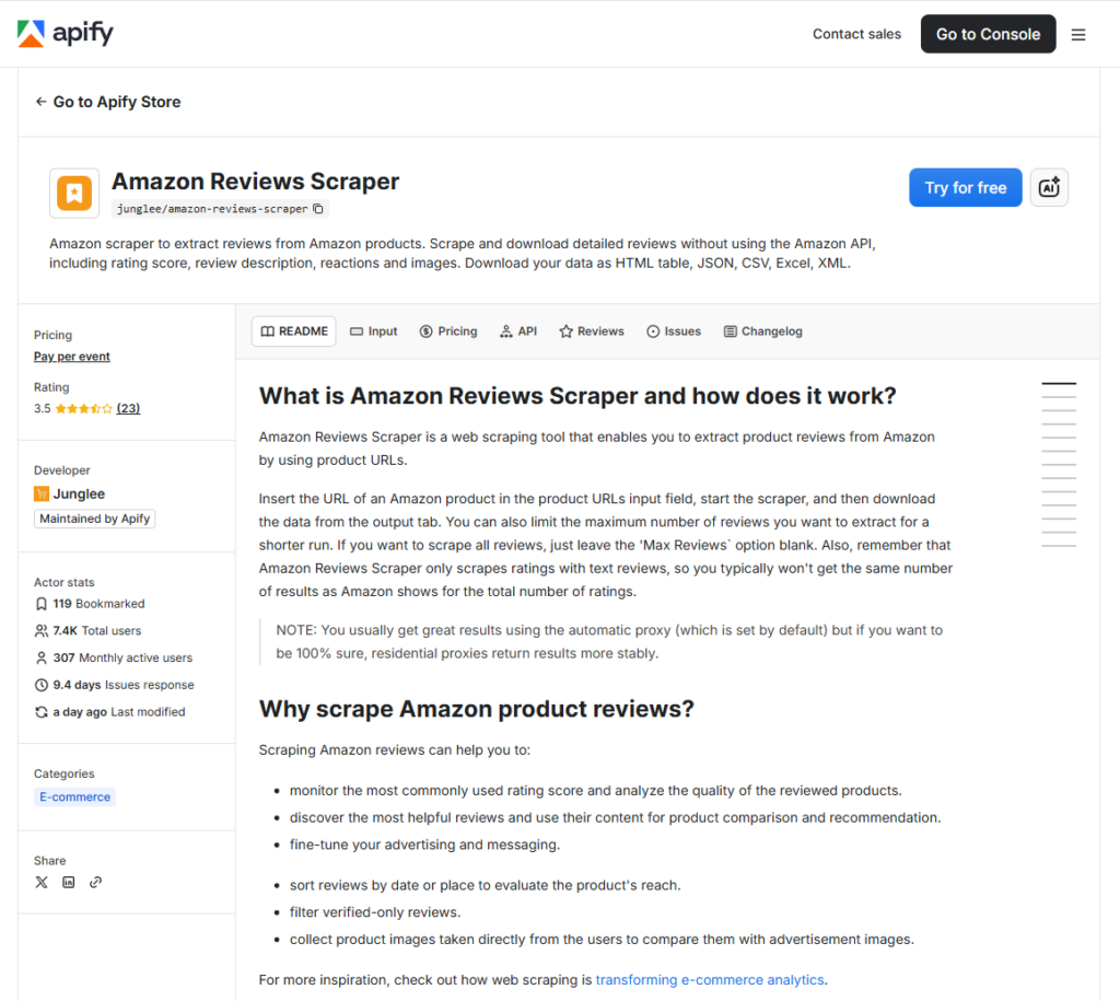 apify amazon reviews scraper