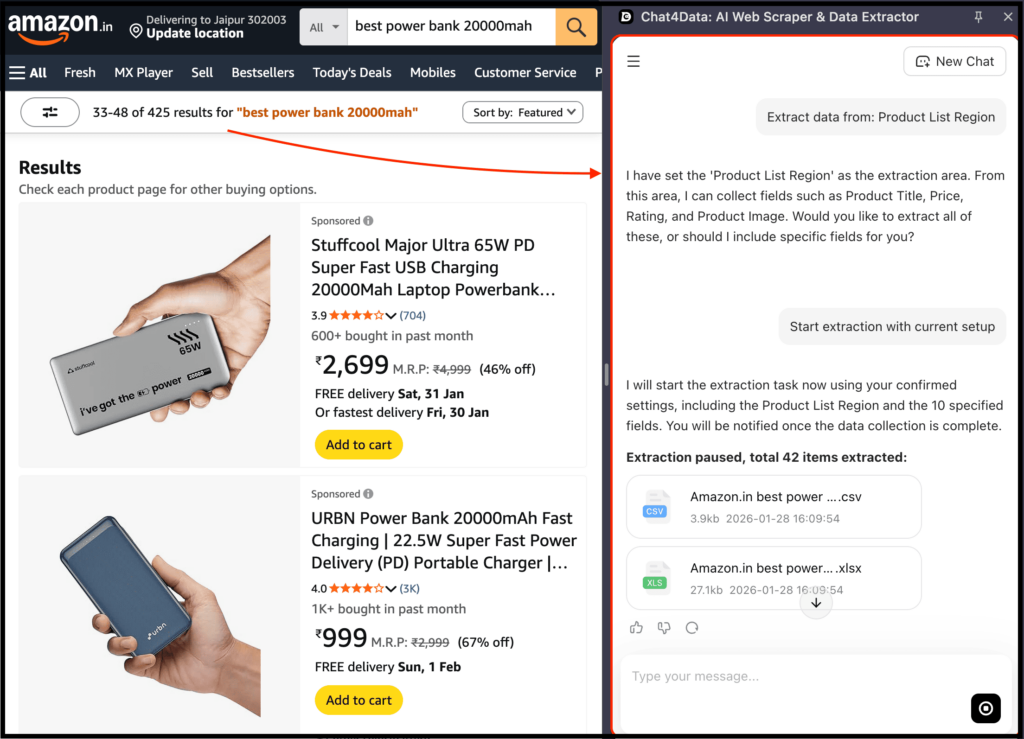 scrape using chat4data