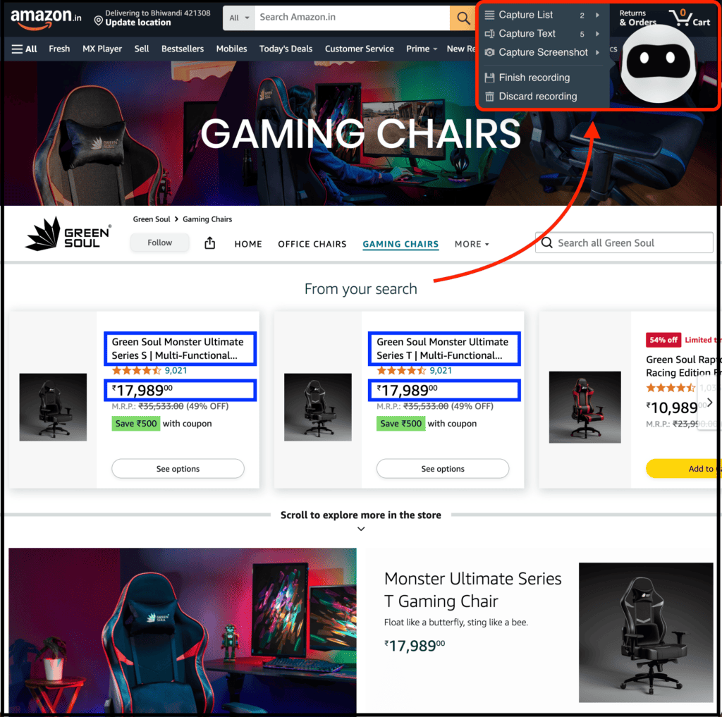 scrape using browse ai