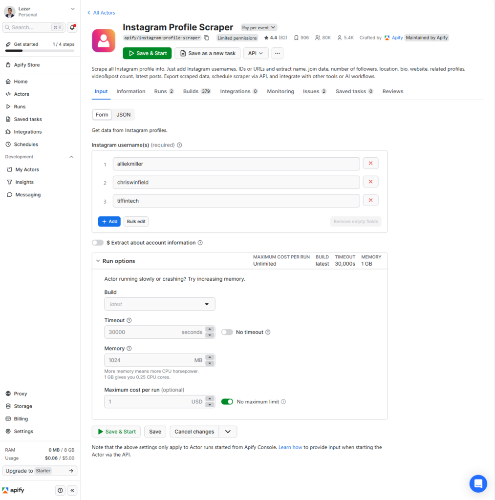 apify instagram scraper
