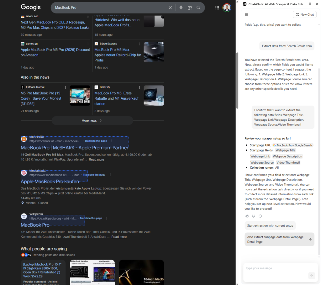 Chat4Data Google SERP Scraper