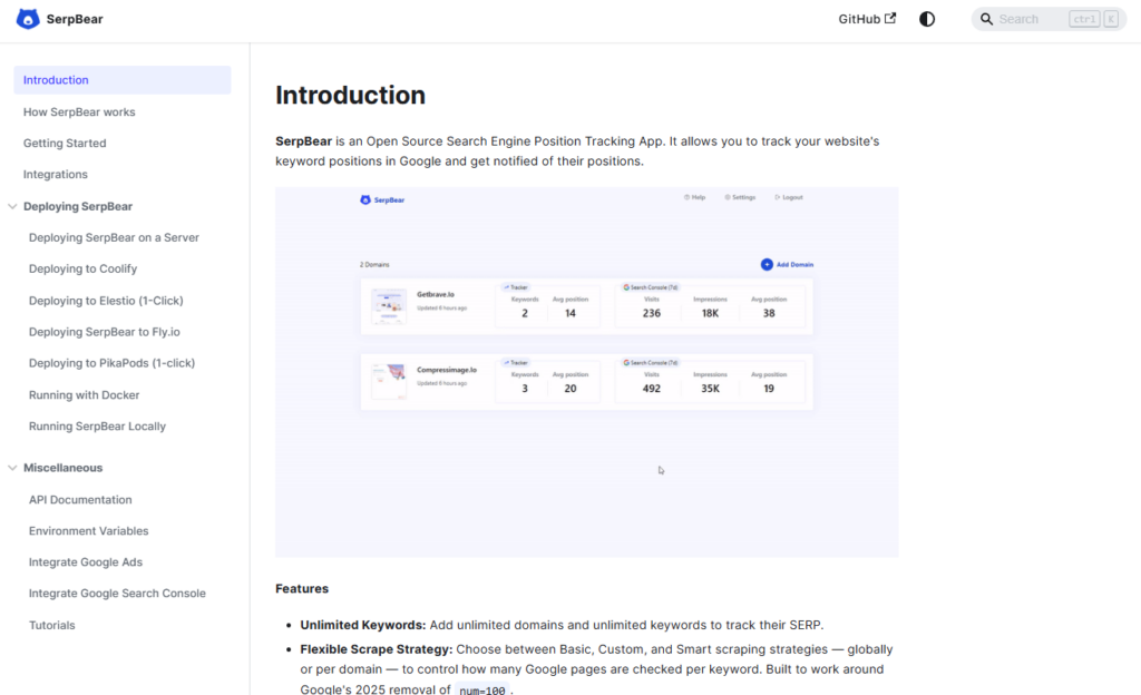 Serpbear Google SERP Scraper