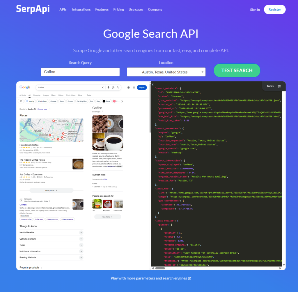SerpAPI Google SERP Scraper