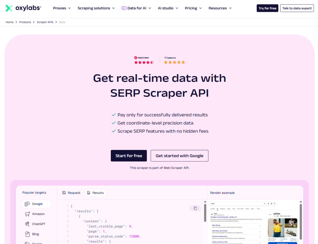 Oxylabs Google SERP Scraper