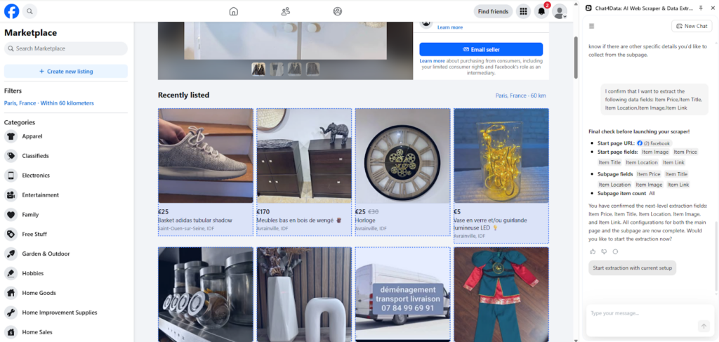 chat4data facebook marketplace scraper