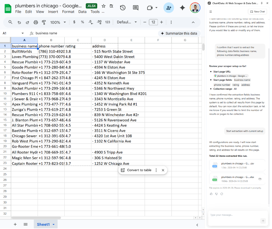 export data from chat4data