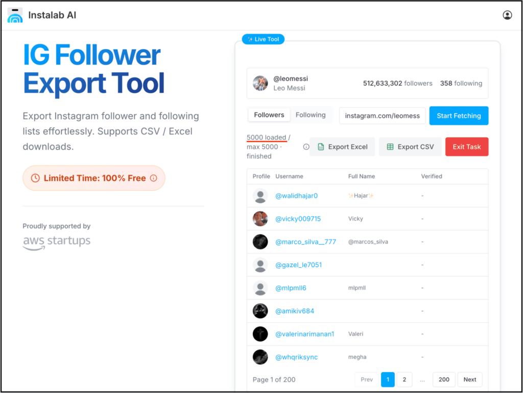 export instagram followers using instalab ai