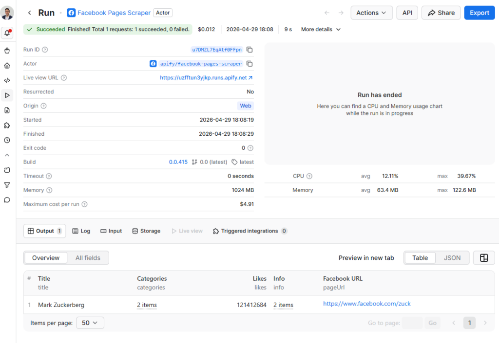 apify scraping facebook