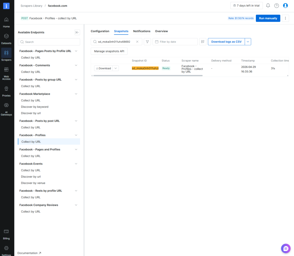bright data facebook scraper