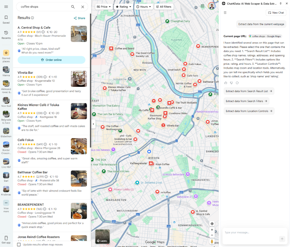 chat4data scrape data from google maps