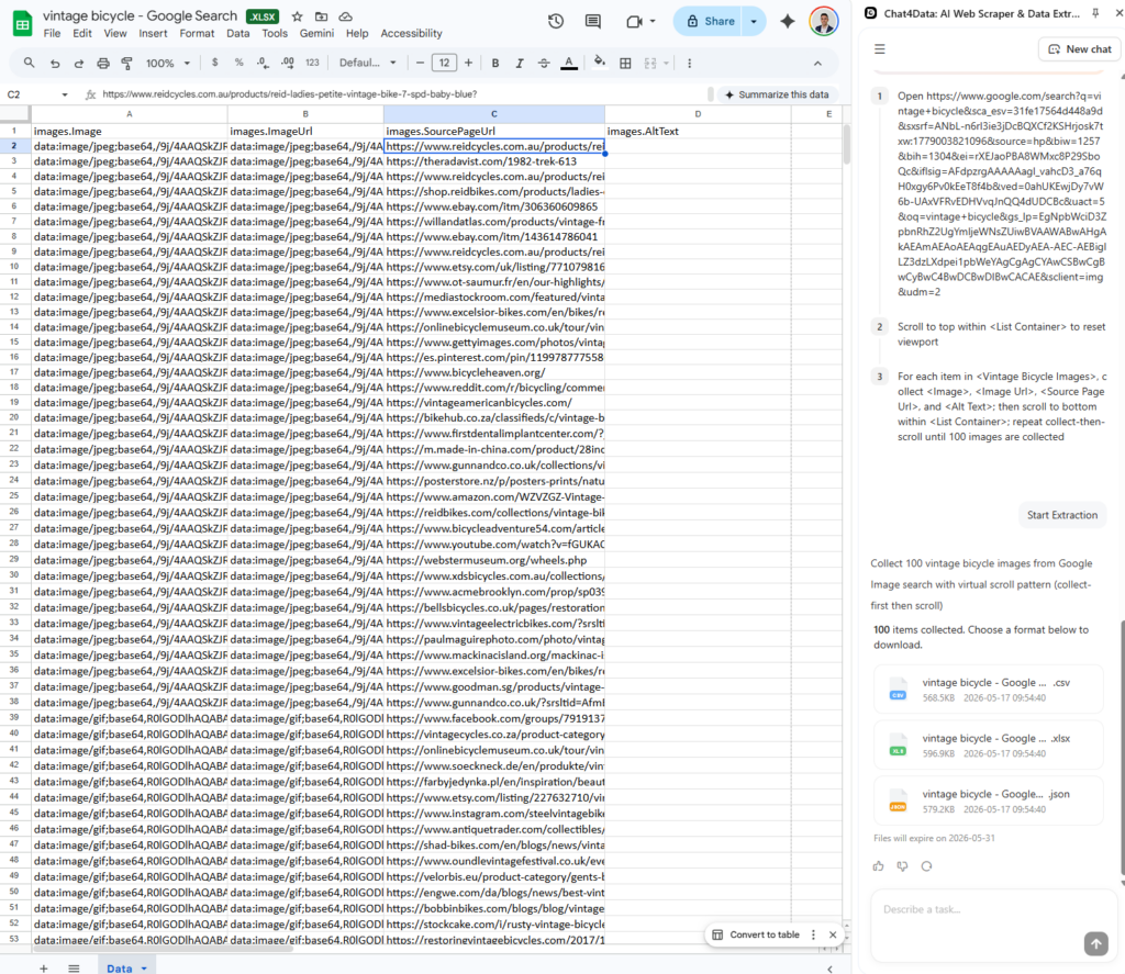 chat4data scraping vintage bicycle