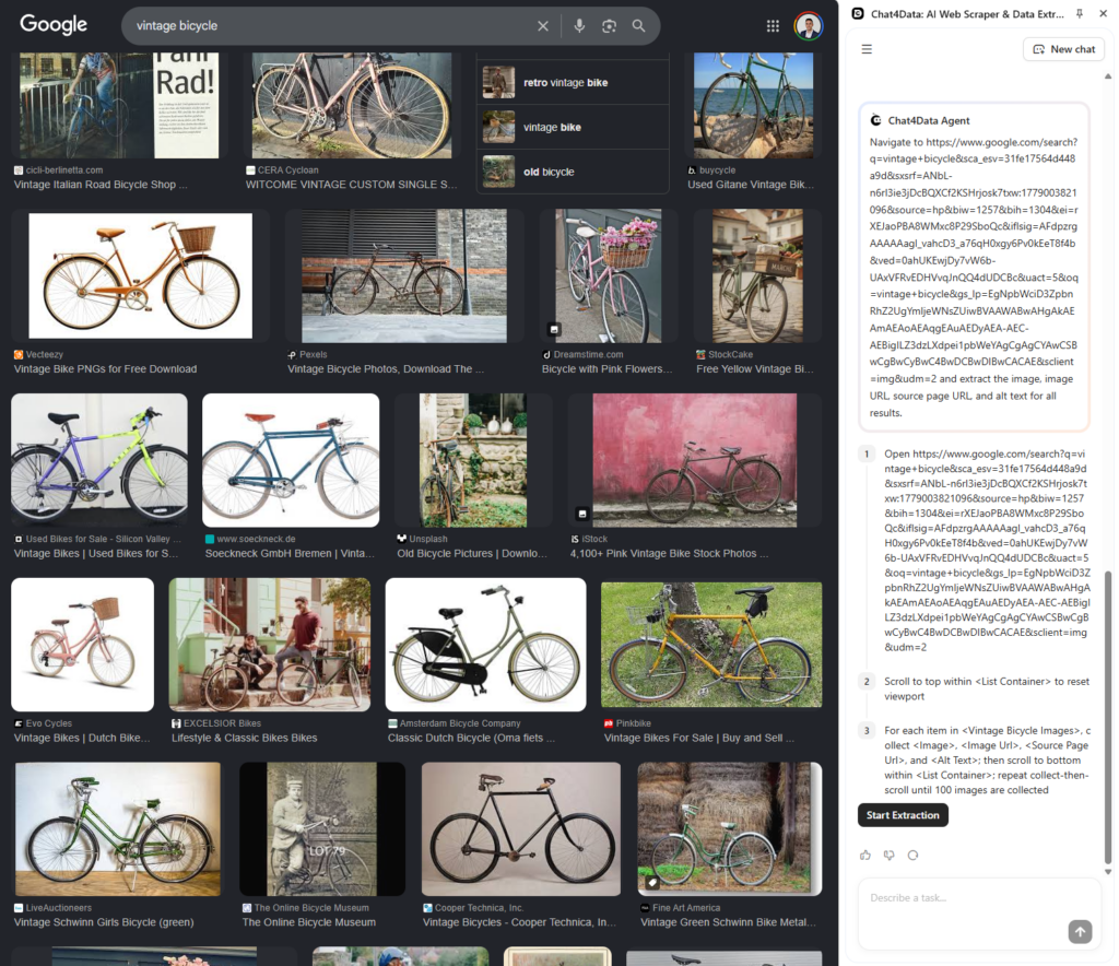 chat4data scraping vintage bicycle